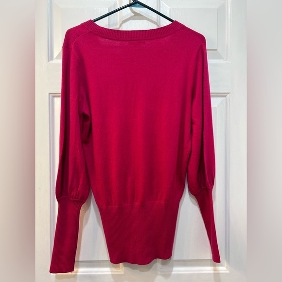 Boston Proper Mixed Media Sweater Pink V Neck Long Sleeve Women's Size M - Picture 2 of 6